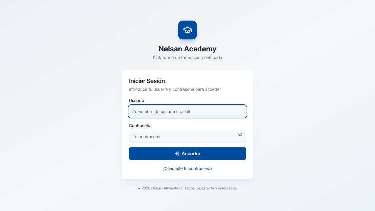 Acceso seguro a una academia de formación online