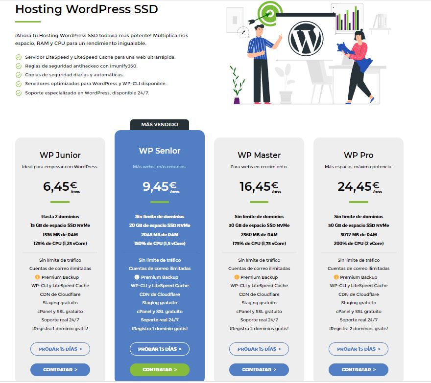 Selección de un plan de hosting en LucusHost