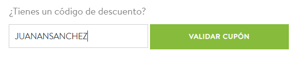 Campo para aplicar un código de descuento en LucusHost